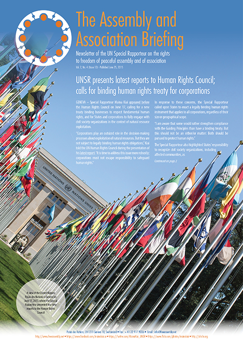 UNSR Maina Kiai newsletter - Vol. 2, No. 4 (cover)_500