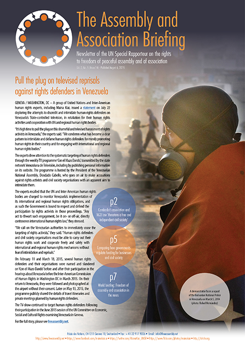 UNSR Maina Kiai newsletter - Vol. 2, No. 5 (cover)_500