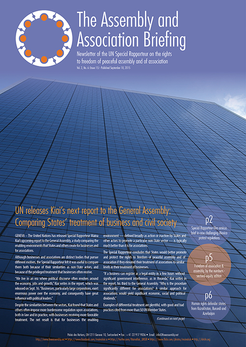 UNSR Maina Kiai newsletter - Vol. 2, No. 6 (cover)_500